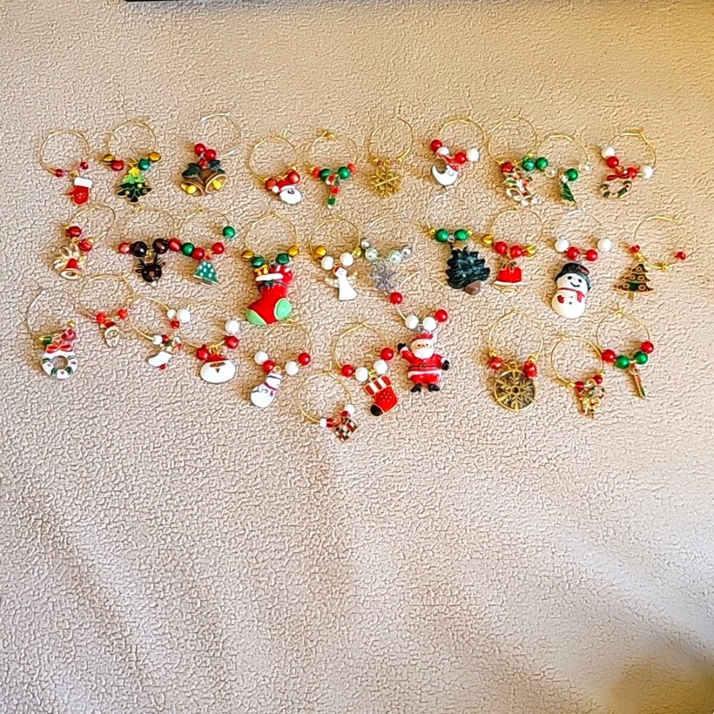 Christmas Theme Wine Glass Charms